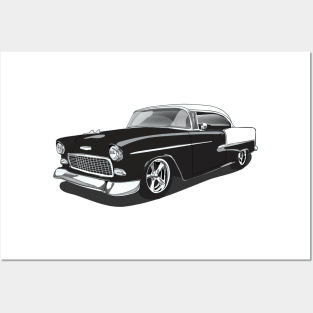 1955 Black Chevy Bel Air Print Posters and Art